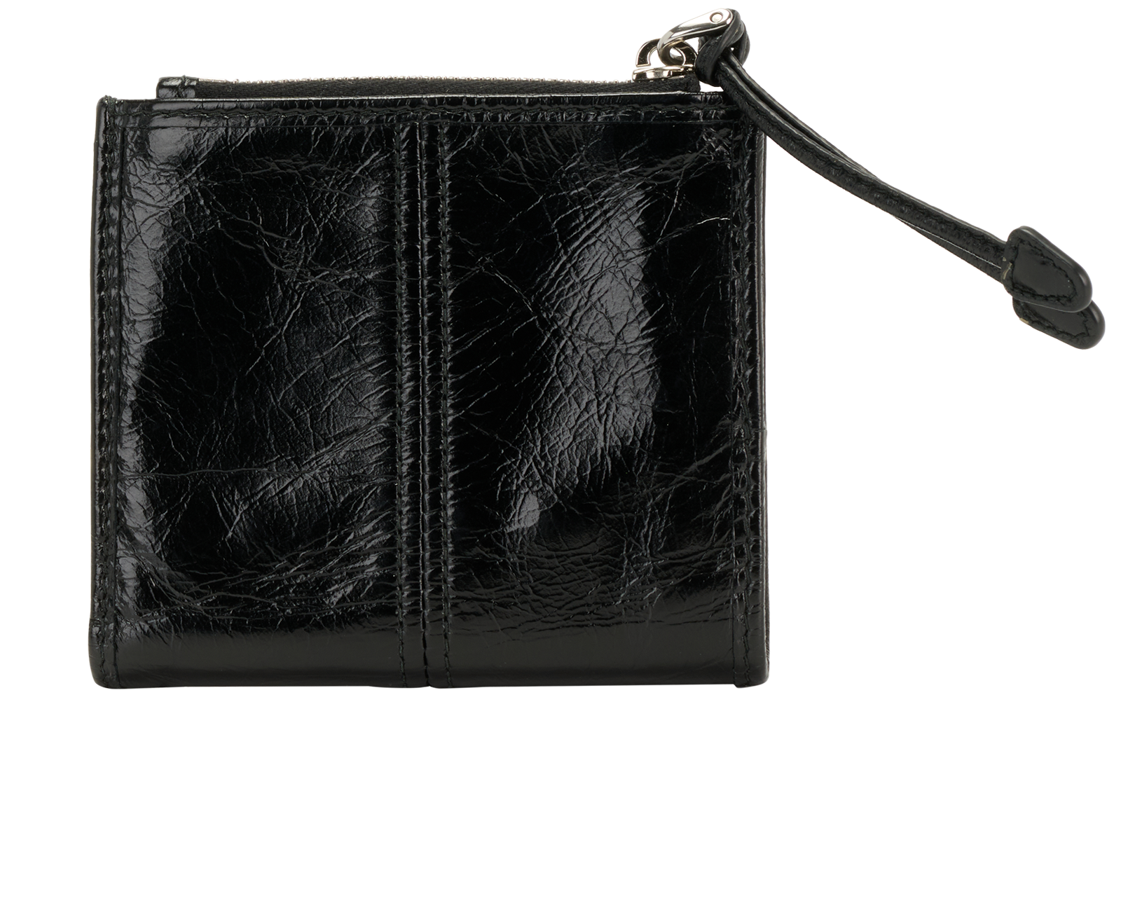 Prada Crinkled Bifold Wallet, &pound;175, Accessories, Black, Leather, Back view